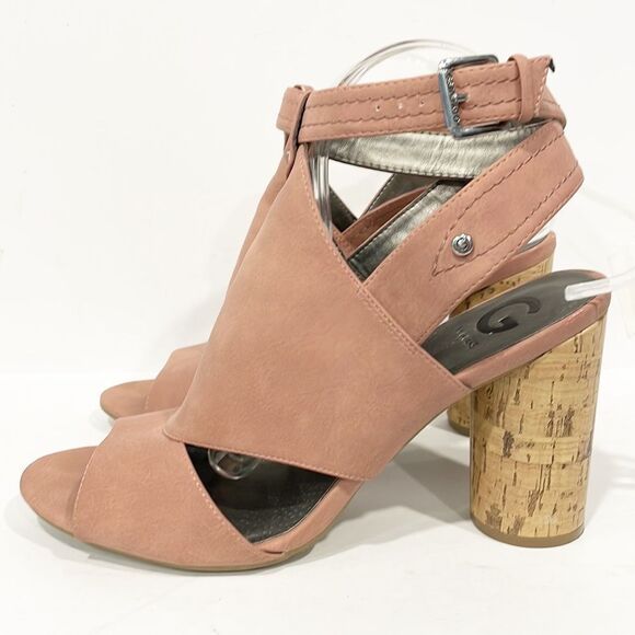 G by Guess Women’s Light Blush Jonra Round Cork Heeled Sandals Sz 11 - Picture 2 of 10